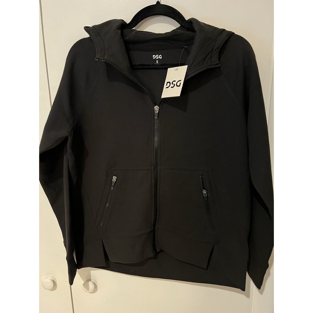 NWT DSG Women's Small Sport Fleece Full Zip Hoodie Pure Black Hooded Sweatshirt
